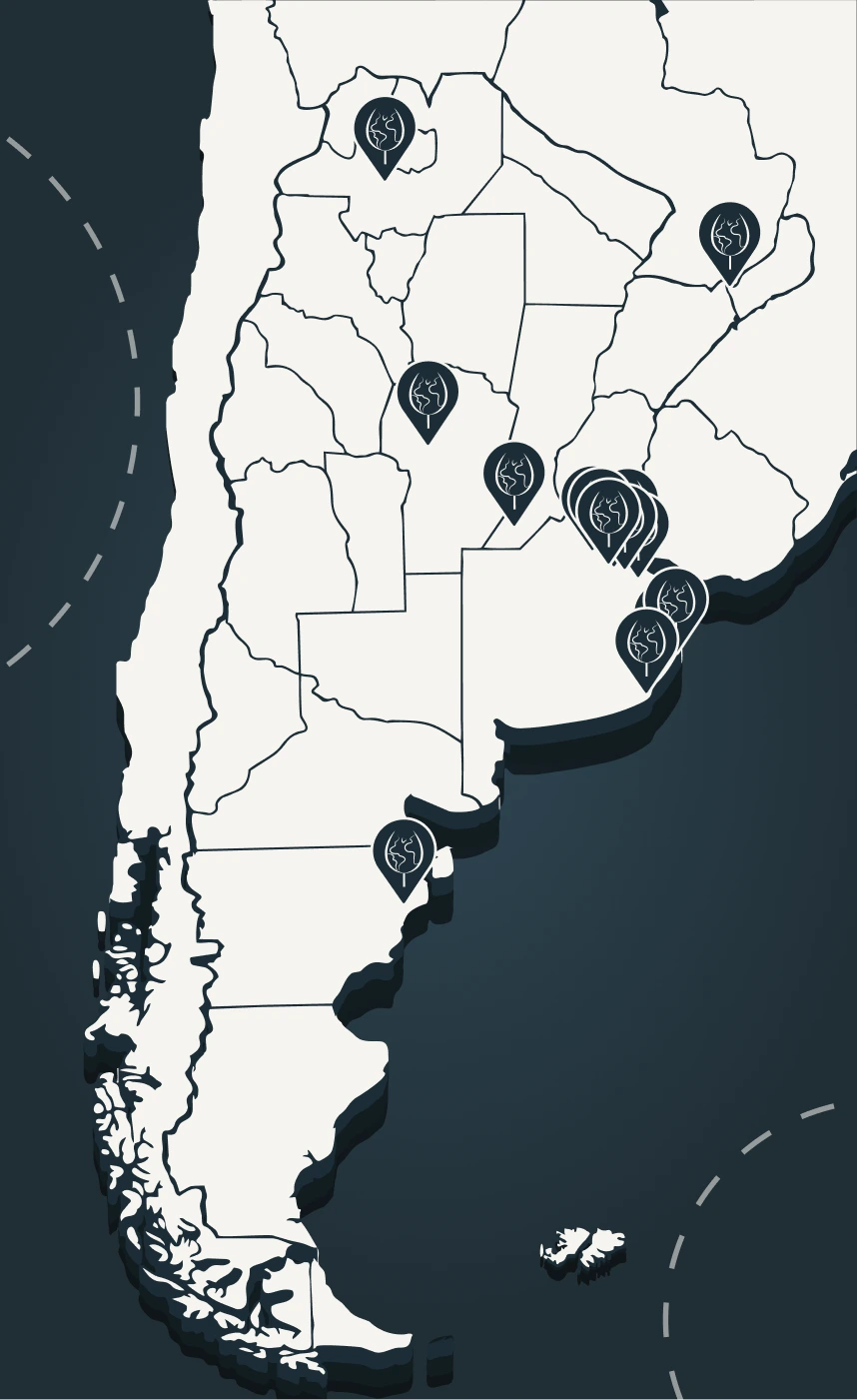 Mapa de puntos de retiro en Argentina